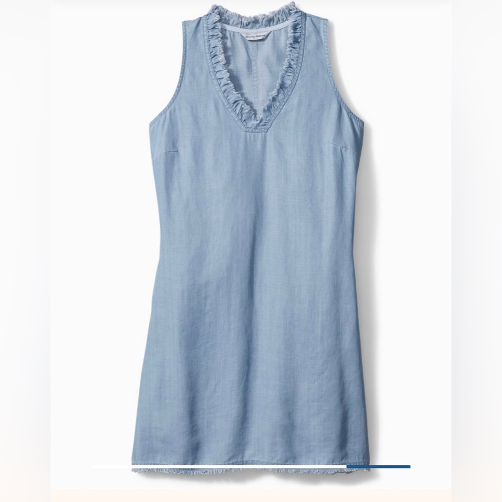 Tommy Bahama Chambray Ruffle Dress Size XS-Light Storm